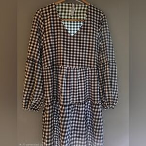 Black and White Checkered Kids Dress